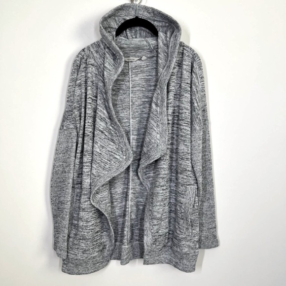 Athleta Gray Blissful Hooded Open Front wrap Sweater Cardigan - Picture 2 of 16